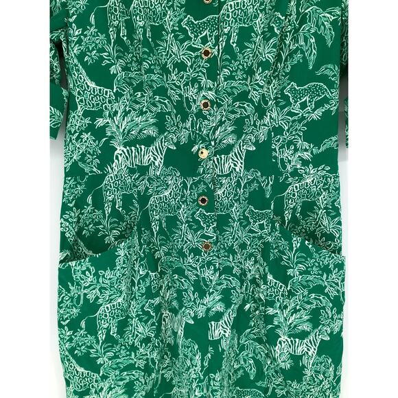 Lilly Pulitzer Womens 10 Fiddle Leaf Green Sheldrake Romper Belted Summer K22-7 - Picture 4 of 12